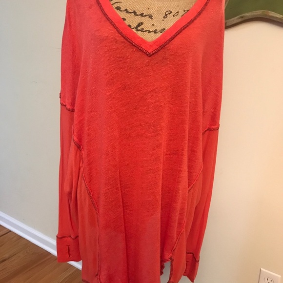 🌸Free People “Washed Red” Flowing Top - Picture 3 of 7